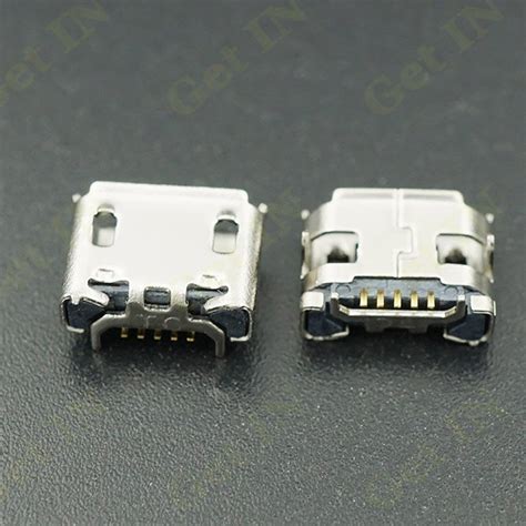 10pcs Micro Usb Connector Jack Female Type 5pin Smt For Phones Tail