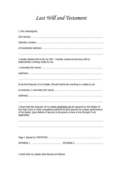 Printable last will and testament form. Best Templates: Free Will And Testament Forms Printable
