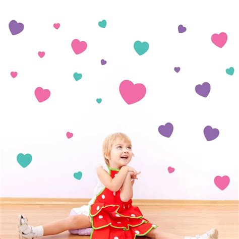 Baby Nursery Little Heart Wall Stickers Pink Purple Heart Wall Decal