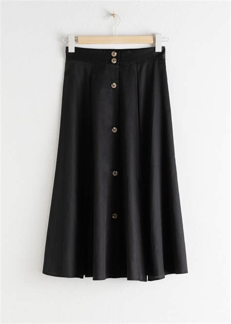 Black Midi Skirt Button Up
