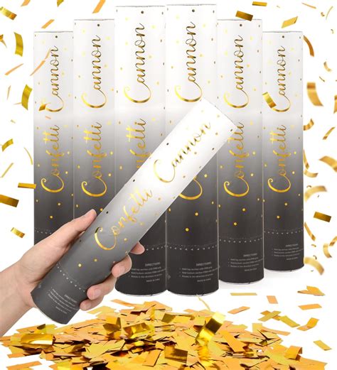 Buy Confetti Cannon Pack Of 6 Poppers Metallic Gold Confetti