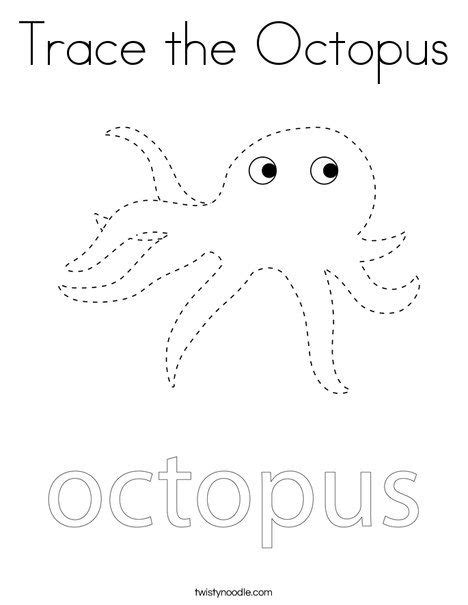 Trace The Octopus Coloring Page Twisty Noodle Ocean Activities Preschool Preschool Coloring