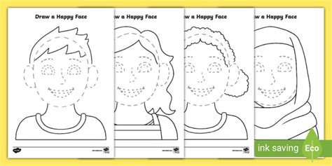 Happy Face Outline Pencil Control Activity Pack Twinkl