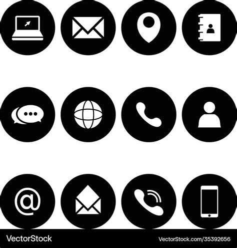 Contact Us Icons Web Icon Call Phone Mail Email Vector Image