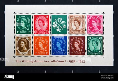 sellos postales gran bretaña reina isabel ii 50 aniversario de los definitivos de wilding la