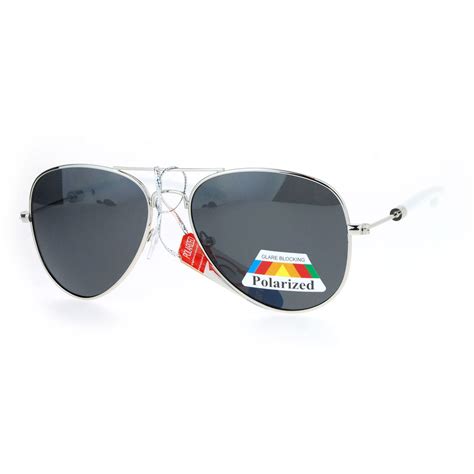 Sa106 Anti Glare Polarized Lens Classic Wire Metal Rim Aviator Mens Sunglasses Silver Black