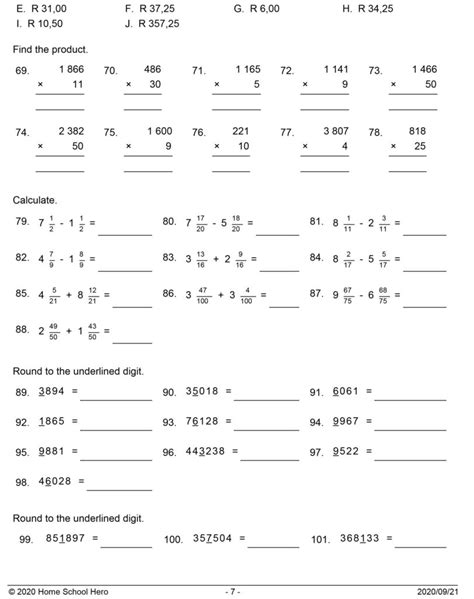 10 Grade 6 Math Worksheets Worksheets Decoomo