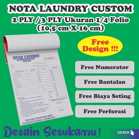 Jual Cetak Nota Laundry Custom Rangkap Rangkap Surat Jalan