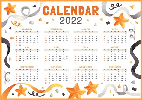 Free Vector Watercolor 2022 Calendar Template
