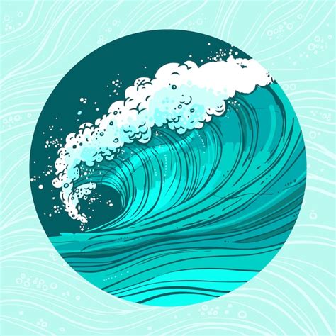 Ilustración del círculo de las olas del mar Vector Gratis