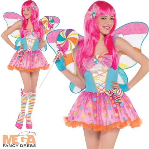 lollipop candy fairy wings fancy dress ladies katy perry womens costume 8 16 ebay