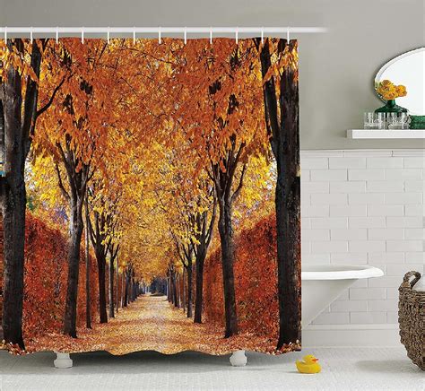 Autumn Shower Curtain Pathway In The Woods Covered Dried Deciduous
