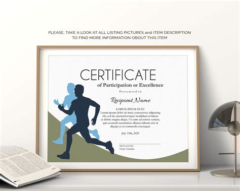 Editable Running Certificate Award Template Sports Etsy Award