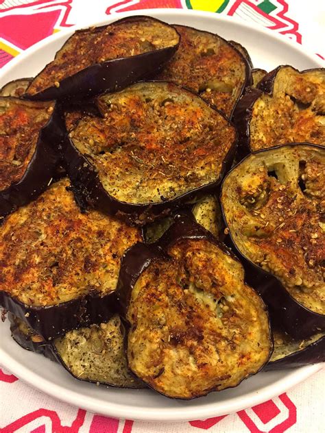 spicy garlic oven roasted eggplant slices recipe recette recette aubergine au four recette