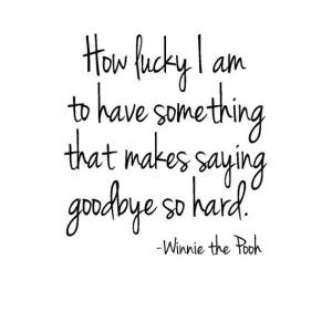 How lucky i am to have something that makes saying goodbye so hard. — winnie the pooh. I Am Lucky Quotes. QuotesGram