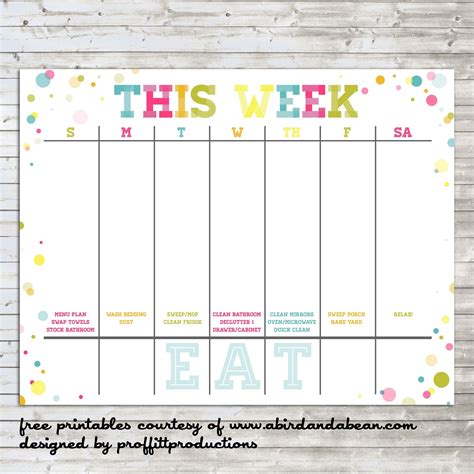Printable Weekly Calendar Free