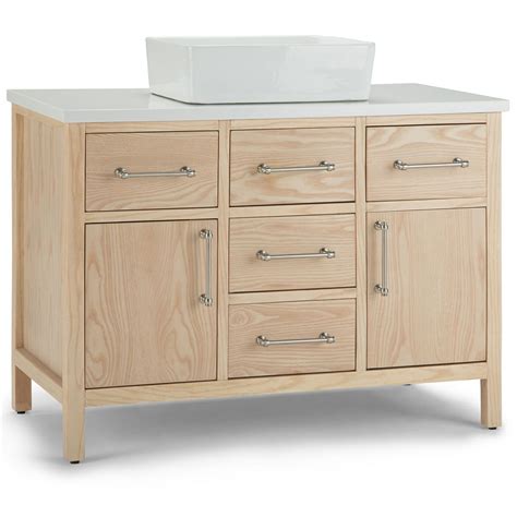 The warmth of the chestnut finish makes a beautiful complement to the white marble top of the waren single bath vanity. Simpli Home Patton 42 inch Contemporary Bath Vanity in ...