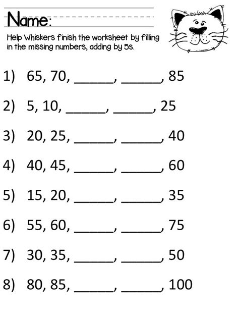 Skip Counting by 5s Kids math worksheets, 2nd grade worksheets, First