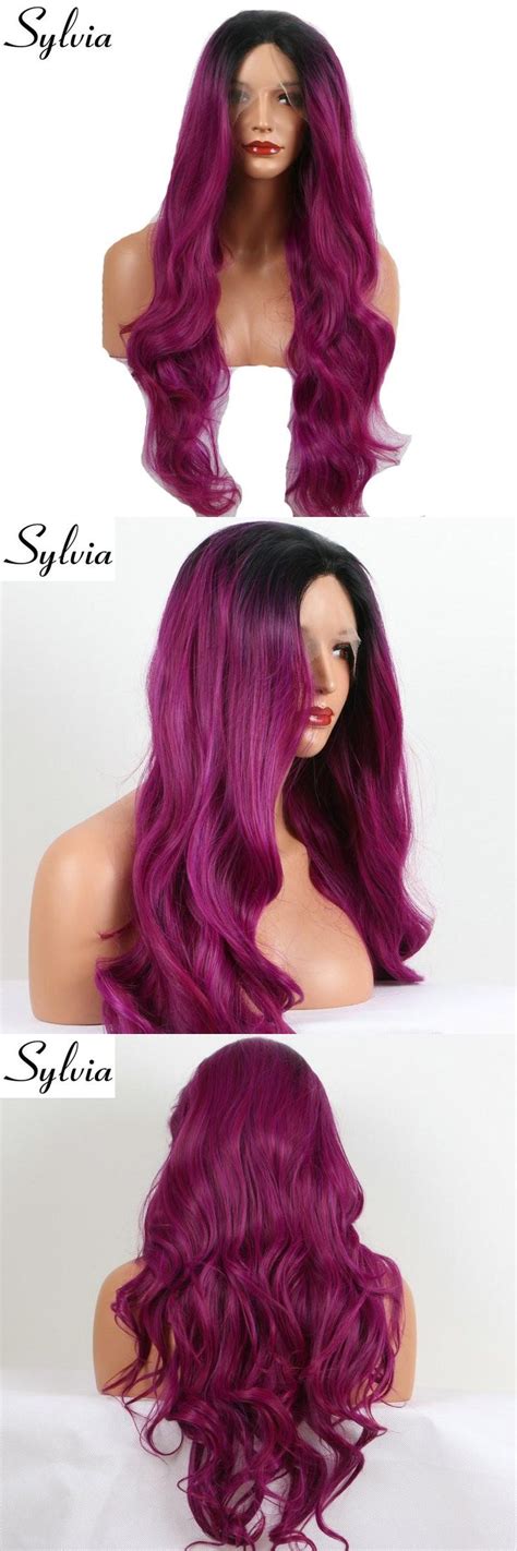 Visit To Buy Sylvia Mixed Purple Ombre Body Wave Synthetic Lace Front