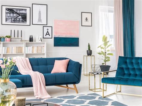 We've got the blues this season when it comes to paint colors, and we're particularly crushing on teal. glam teal and pink living room with blue velvet couch # ...