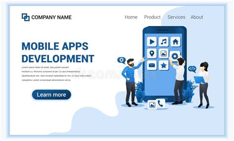 Mobile App Development Concept With People Building And Create App As