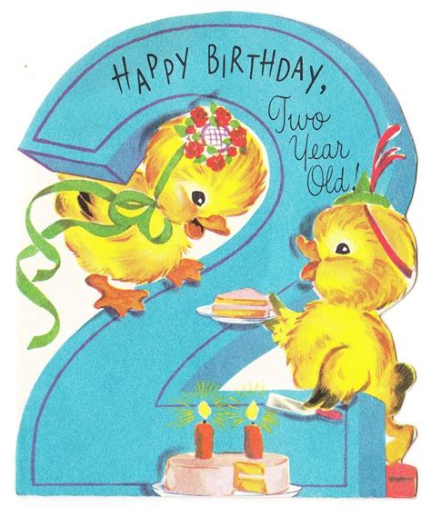 Vintage Baby Card Vintage Baby Ducks With Cake 2 Year Old Birthday