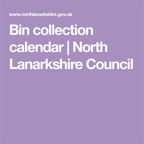 Bin Collection Calendar North Lanarkshire Council 31st January