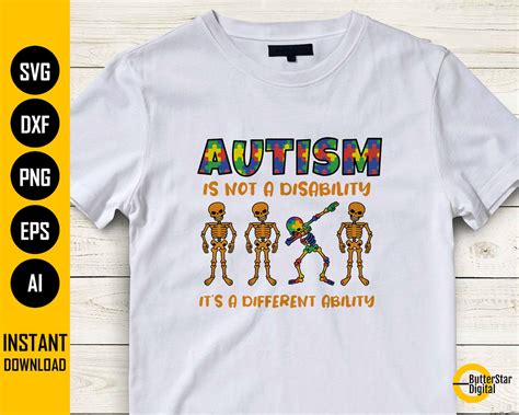 Autism Svg Dabbing Skeleton Svg Not A Disability Different Etsy