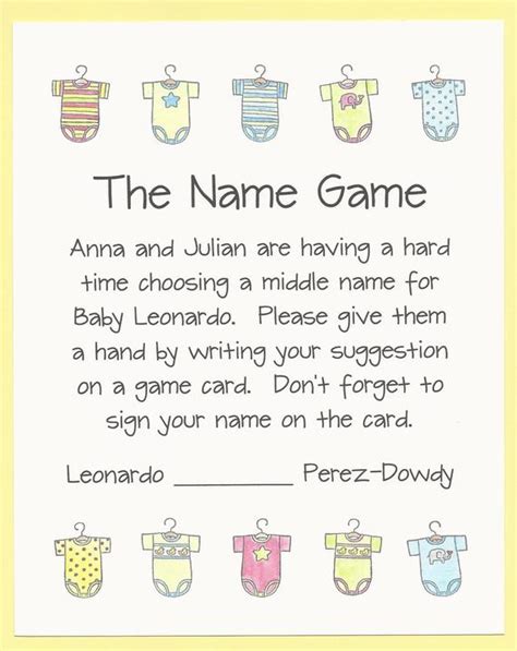 The Name Game Fun Baby Shower Games Name The New Baby Etsy