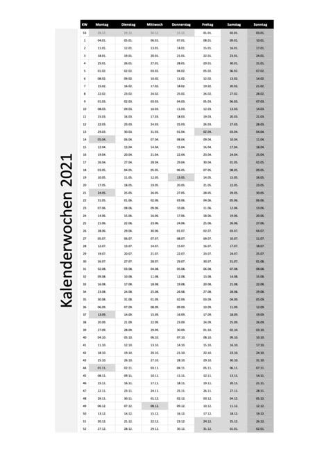 Die erste kalenderwoche 2021 beginnt am montag, den. Kalenderwochen 2021 Schweiz (Excel & PDF) | Schweiz ...