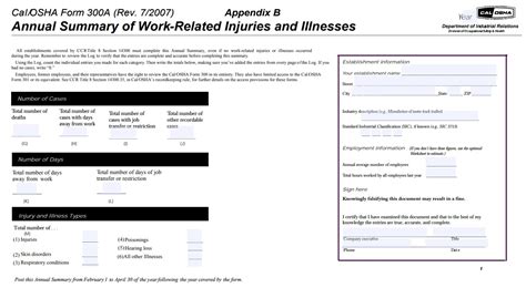 Osha Form 300a Fillable Excel Printable Forms Free Online