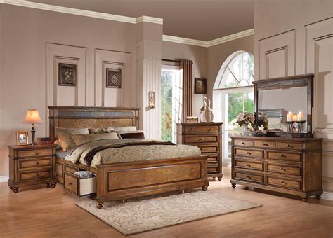Shop for king bedroom sets in bedroom sets. Abilene Rustic 4-pc King Storage Bed Set with Stone Accent ...