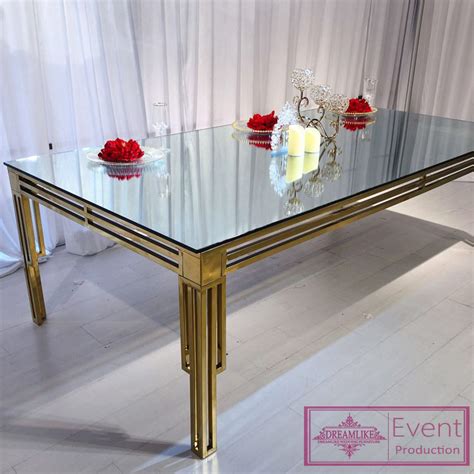 Rectangle shaped dining table serves more spaces to accommodate extraordinary dining room. Rectangle Glass Mirrored Dining Room Gold Tables For ...