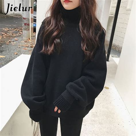Korean Style Oversized Hoodies Female Winter False Two Pieces Turtleneck Womens Turtleneck