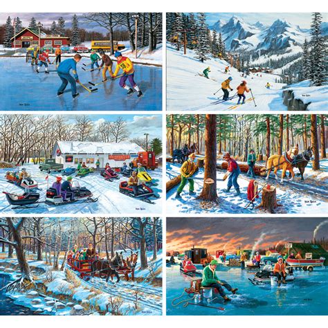 This masterpieces 18 x 24 memory lane 300pc ez grip puzzle takes you to a farm where a quaint wagon sits outside the barn as it's majestic steed looks on. Set of 6: Ken Zylla 300 Large Piece Jigsaw Puzzles | Spilsbury