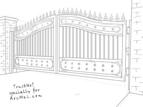 How To Draw The Gates Step By Step Drawings Gate Wrought Iron Gates