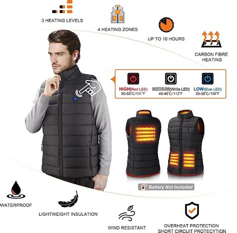 Prokth Electric Heated Vest Adjustable Usb Charging Heated Warm