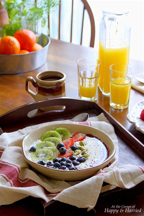 Farro avocado breakfast bowl with sumac miso vinaigrette: Semolina Porridge, Fruit & Nut Breakfast Bowl