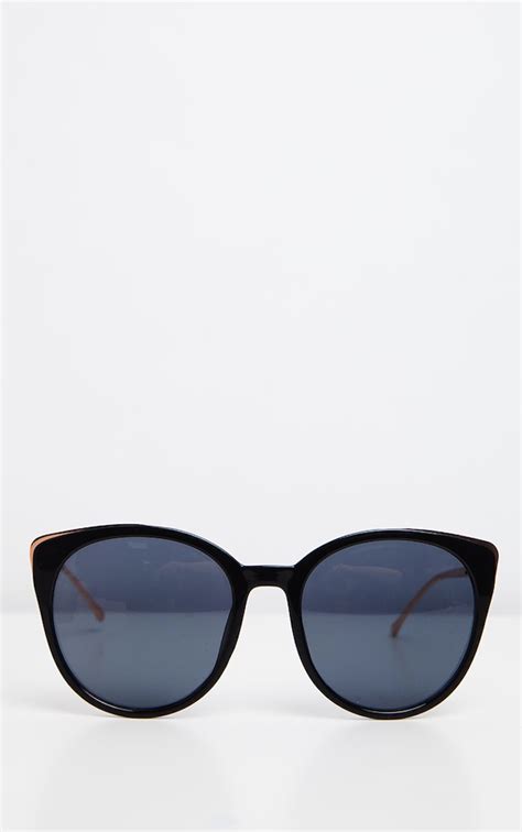 black gold frame large cateye sunglasses prettylittlething