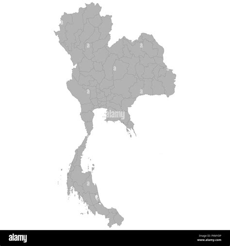 High Quality Map Of Thailand With Borders Of The Regions On White