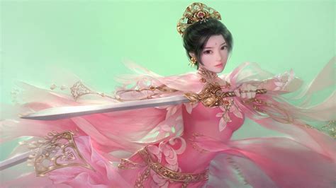 wallpaper 1920x1080 px asian fantasy girls sword warrior 1920x1080 goodfon 803803