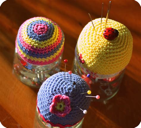 Free Patterns To Make Stylish Crochet Pin Cushions Pin Cushion Jar