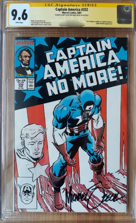 Captain America By Mike Zeck 332 Remark CGC Graded In Rick Verbanas S