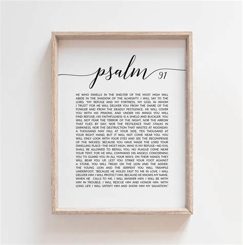 Psalm 91 My Refuge My Fortress Bible Verse Wall Art Printable Etsy