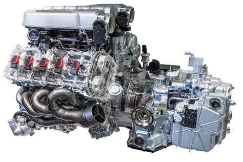 V10 Engine With Transmission Isolated On White Stock Image Image Of