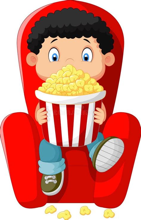 Cartoon Boy Watching Movie In The Cinema Stock Vector Illustration Of