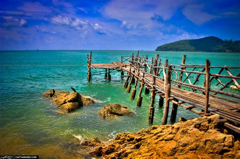 Old Wooden Pier On Coconut Island In Phuket Thailand Hdr Photography