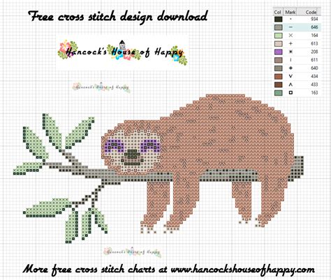 You will need a copy of the latest version of the free pcstitch viewer to view patterns in pcstitch (.pat) format. hancock's house of happy: But First, NAP! A Sleepy Sloth ...