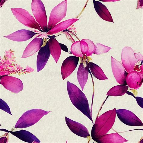 Seamless Floral Design Watercolor Illustration Ai Generated