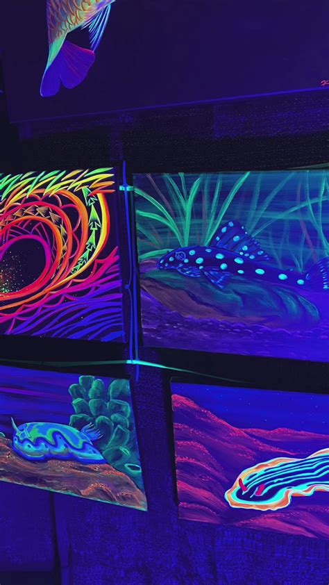 Black Light Art Show Art Lessons Middle School Neon Painting Glowing Art